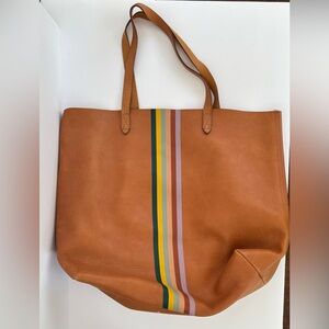 Madewell The Transport Tote Rainbow Striped Edition Leather